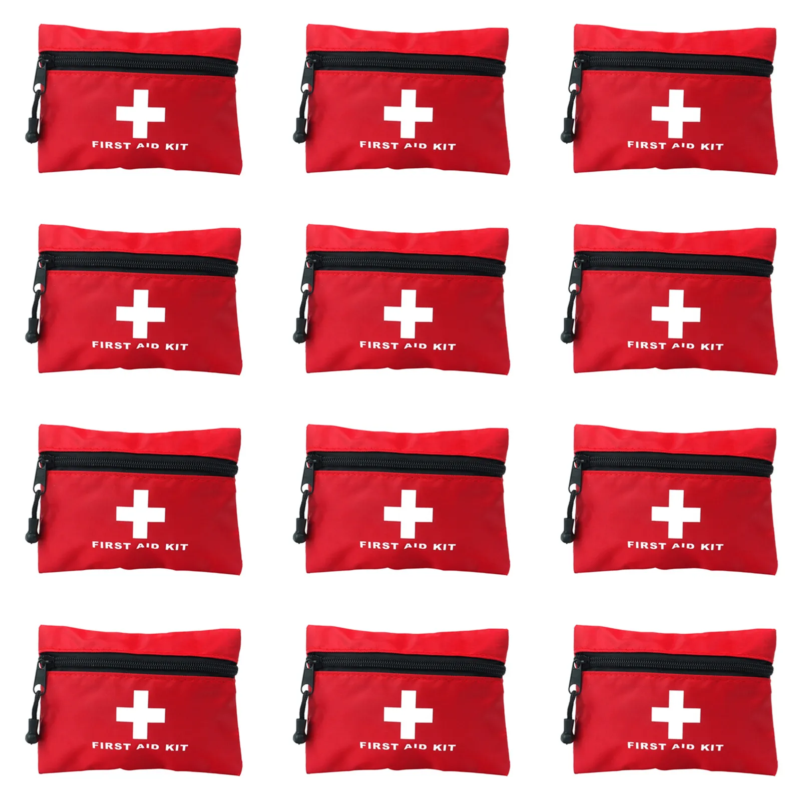 

12PCS Red Emergency Bag First Aid Bag Small Empty Travel Rescue Pouch First Responder Storage Medicine Pocket Bag for Car Office