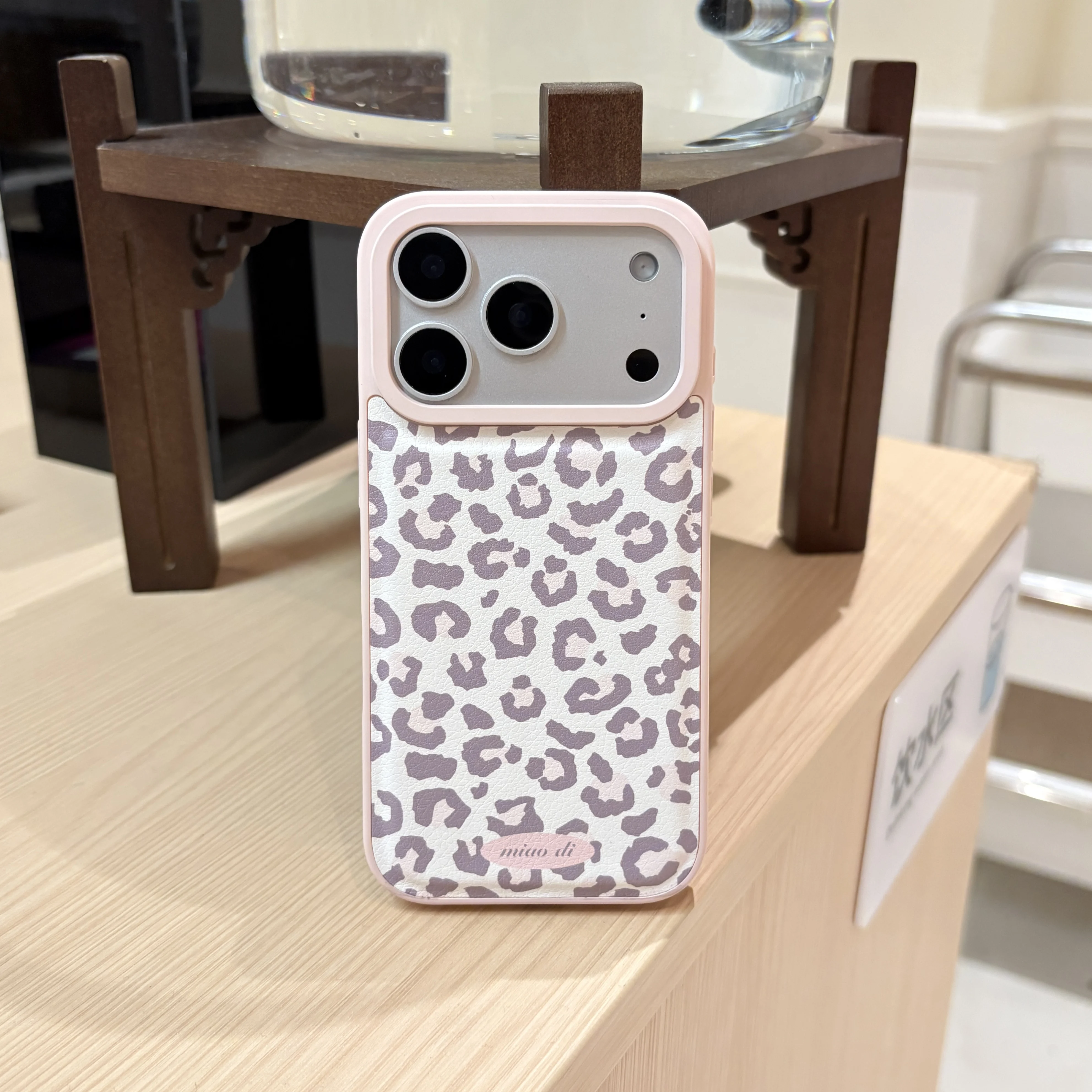 Lovely Pink Leopard Print Faux Leather Matte Protective Phone Case