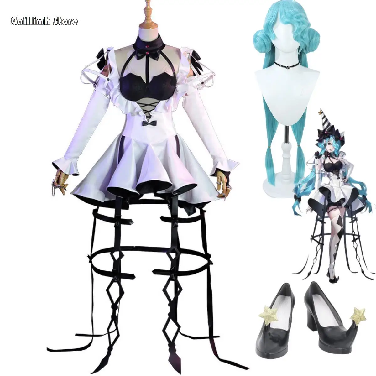 

Anime Game Path To Nowhere Serpent Cosplay Costume Wig Clown Dress Lolita Shoes Woman Sexy Kawaii Masquerade Ball Halloweensuit