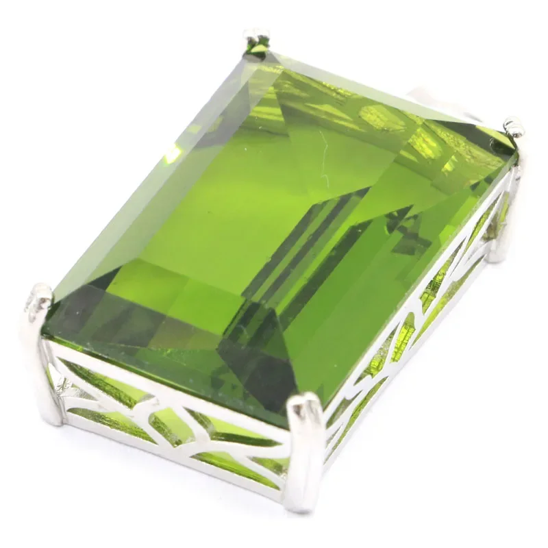 14g Customized 925 SOLID STERLING SILVER  PENDANT Big Rectangle Green Peridot Tsavorite Garnet Orange Spessartine Garnet Pink Mo