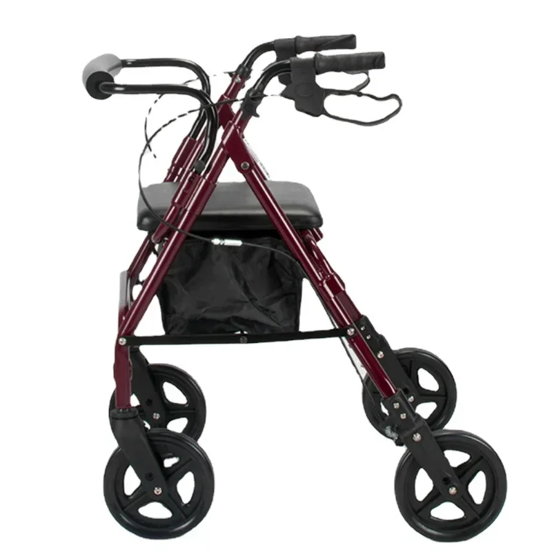 Elderly Shopping Cart with Backrest - Four-Wheeled Portable Walker, Rehabilitation Trolley with Comfortable Seating 6
