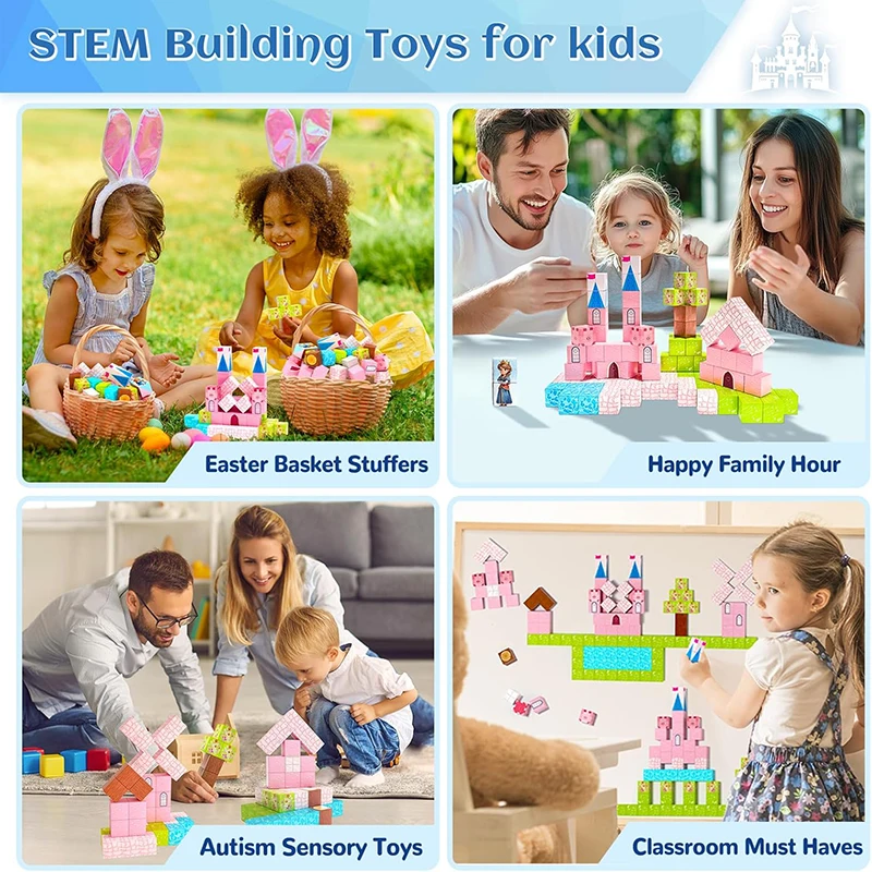 Cadeau Enfant Anniversaire Noël Jeu Construction Magnétique SYNCFUN 40 Pièces - Blocs Aimantés Éducatifs 3-8 Ans - Cadeau Enfant Magnetic Educa
