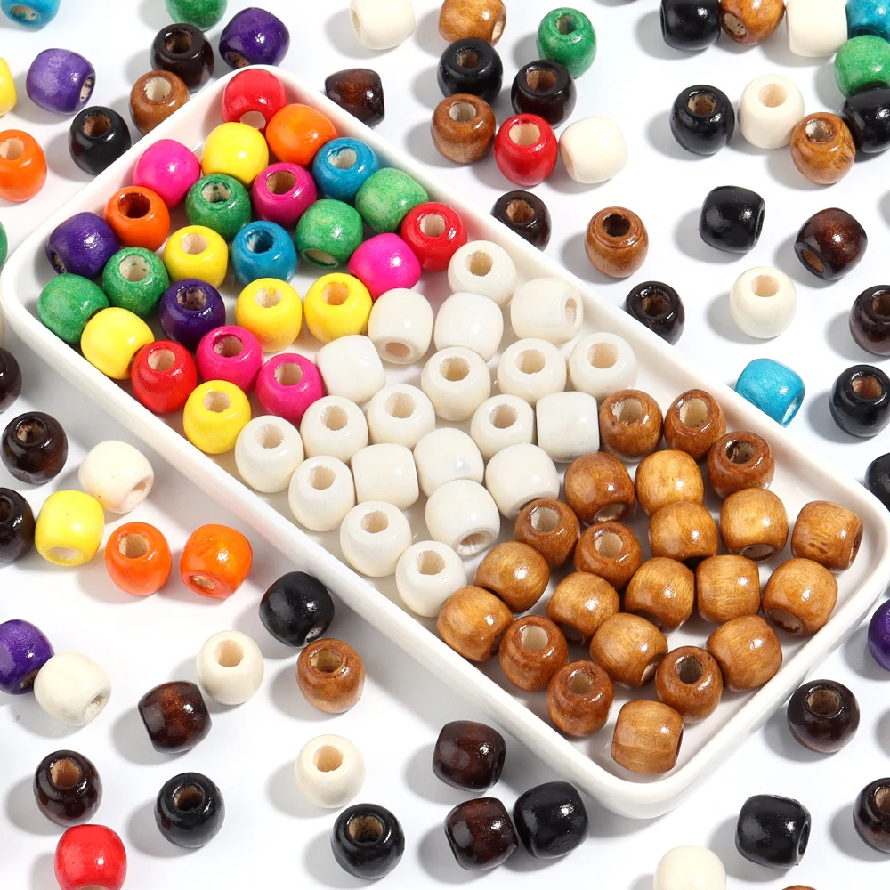 Eco-Friendly Natural Wooden Beads - Colorful Loose Beads for DIY Crafts & Accessories