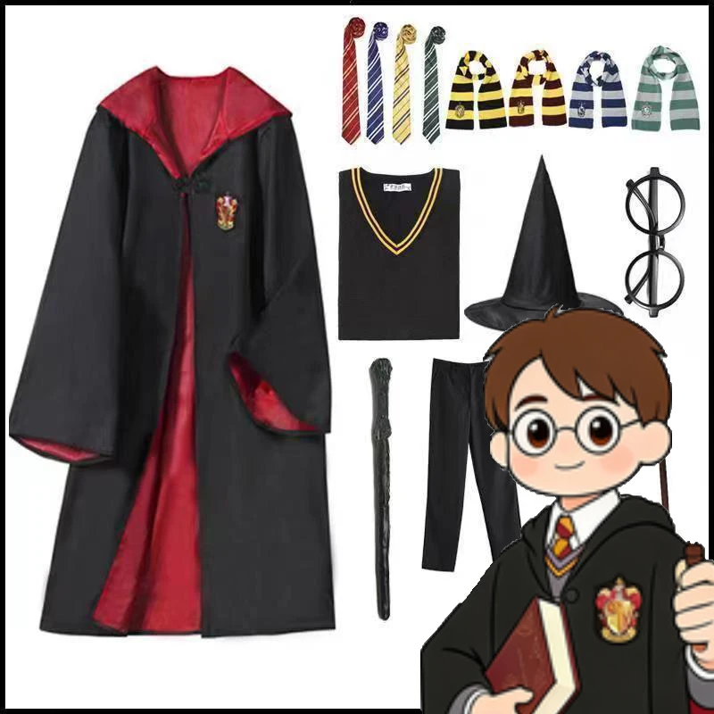 Cape Magique de Cosplay Harry Potter pour Adultes S-XXL, Robe de Sorcière Hermione Gryffondor, Accessoires de Costume pour Fêtes, Halloween, Collège, Cadeau