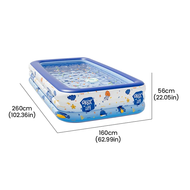 1.5M-3M Inflatable Swimming Pool Home Portable Large Adult Bath Rectangular Pool Thickening Pool for Outdoor Indoor Toddler Kids 5