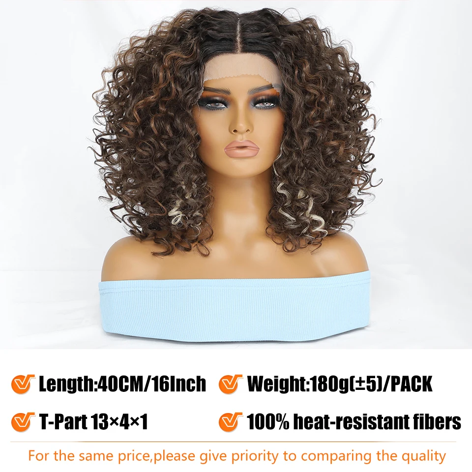 Short Afro Kinky Curly Wig Synthetic Lace Front Wigs For Women Black Glueless Blonde Orange Female Heat Resistant Natural Hair