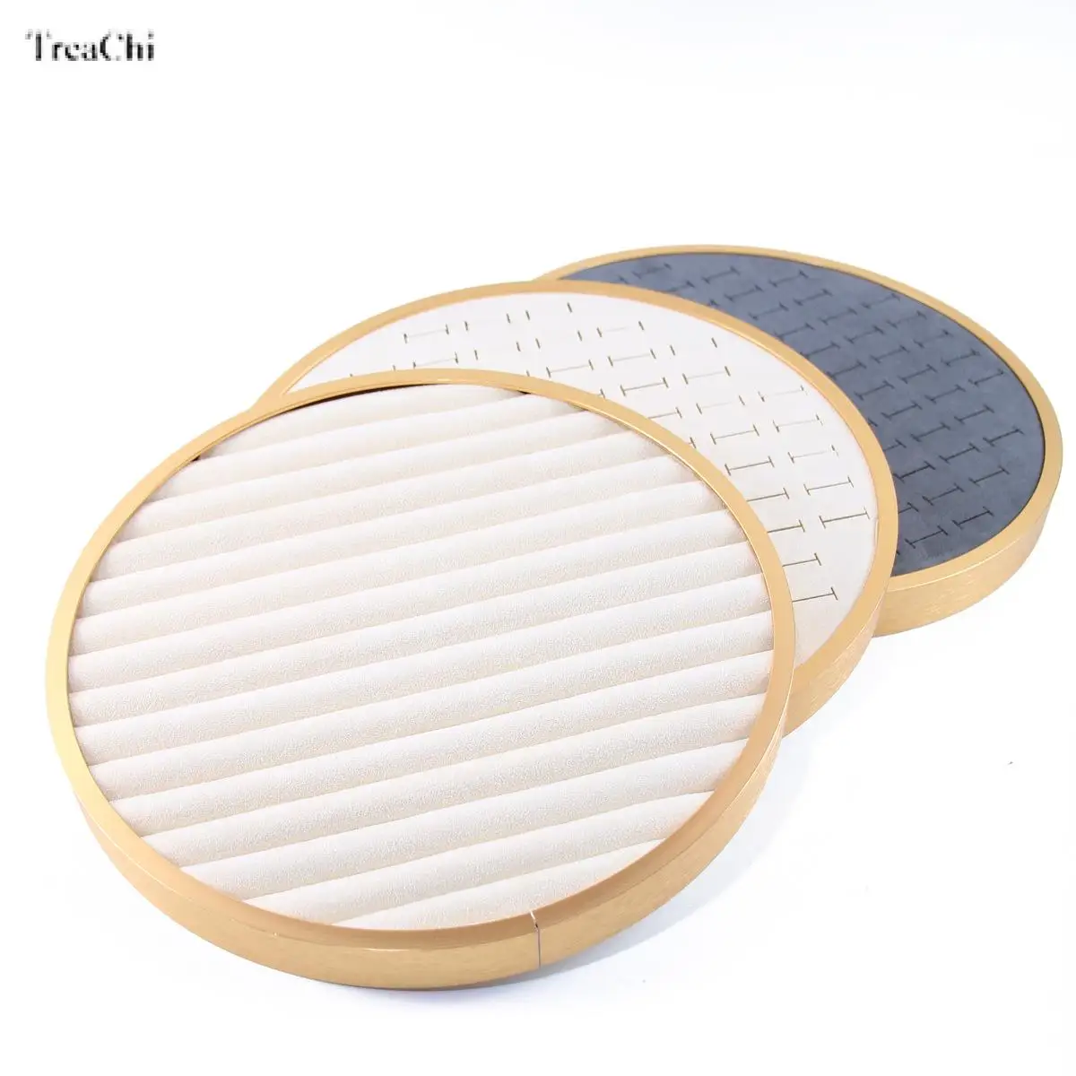High End Metal Framed Jewelry Plate Rectangular Ring Earring Tray Circular Thin Bracelet Jewelry Display Storage Board Counter