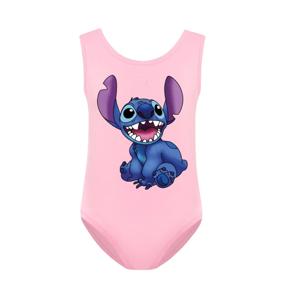 Kids Girls Swimwear Cartoon Stitch Baby Swimsuit Swimming Children Movement Outfit Toddler Clothes Pajama Top One Piece Bodysuit