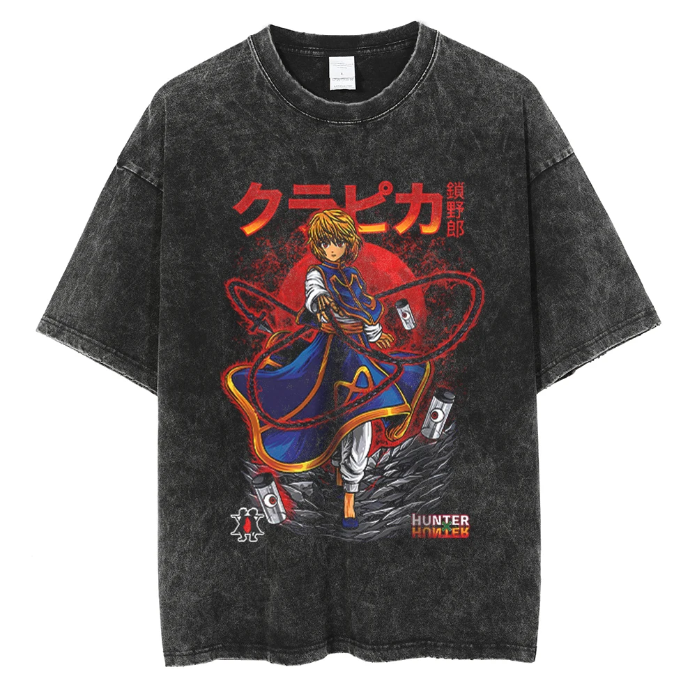 Hot Anime Hunter × Hunter GON FREECSS Print Tshirt Men Women Oversized T-shirts Manga T Shirt Harajuku Male Washed Cotton Tshirt 5