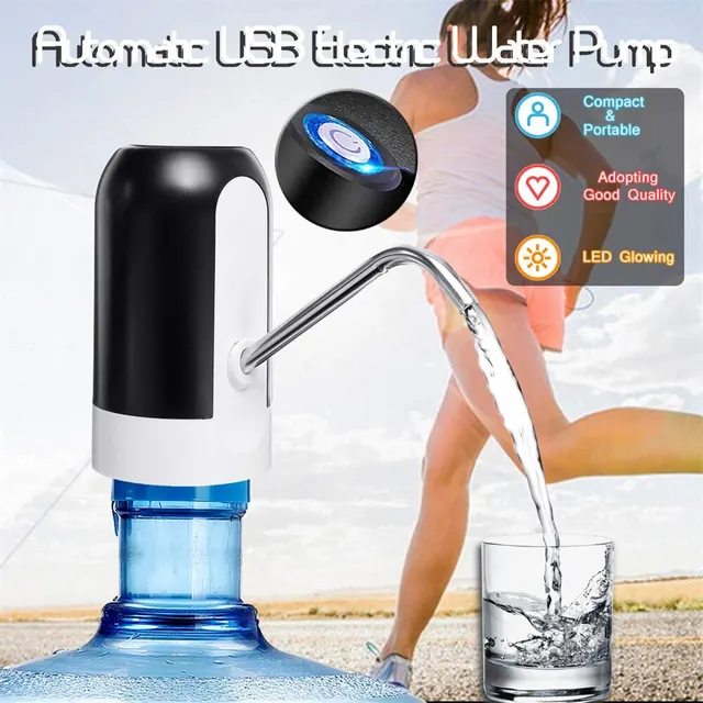 Tragbarer Wasserspender mit USB-Aufladung, elektrische Pumpe für 5-Gallonen-Flasche mit Verlängerungsschlauch, Fasswerkzeuge 6