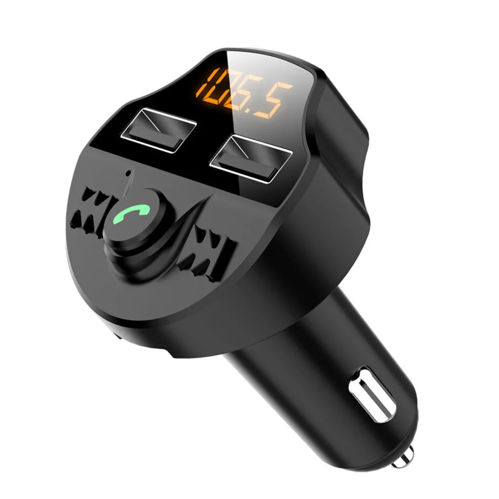 Handsfree Car Kit Bluetooth 5.0 Wireless FM Transmitter Battery Voltage LCD Auto MP3 Player USB Charger