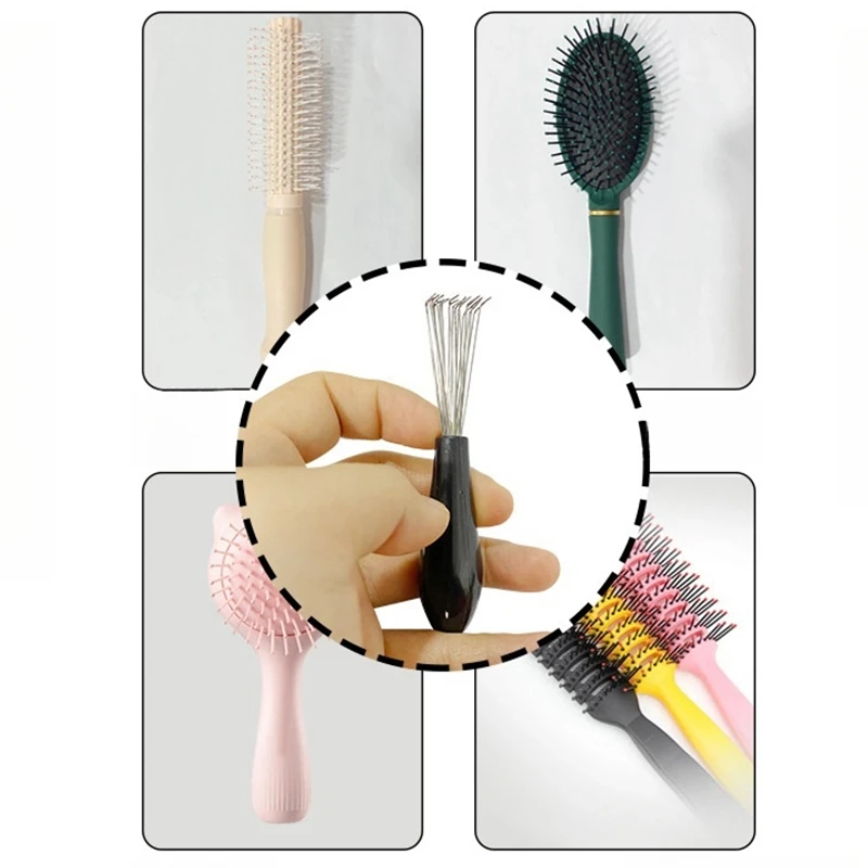 Peigne nettoyeur de brosse à cheveux avec manche en plastique, dissolvant intégré, outils de beauté, produits pour livres, fournitures, 2 pièces