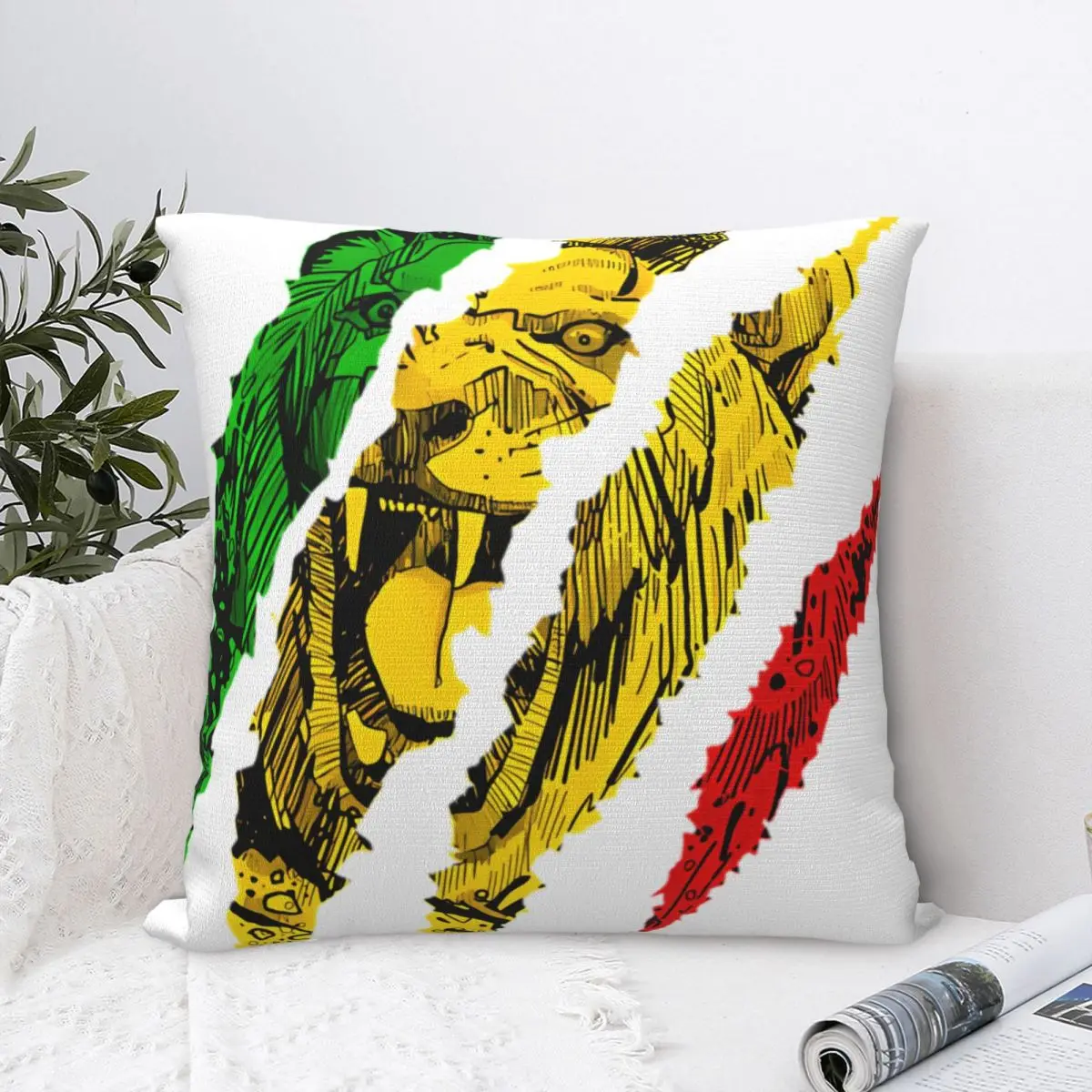 Warrior Lion Of Judah King Rasta Reggae Jamaica Roots Racerback Square Pillow Case for Sofa Throw Pillow