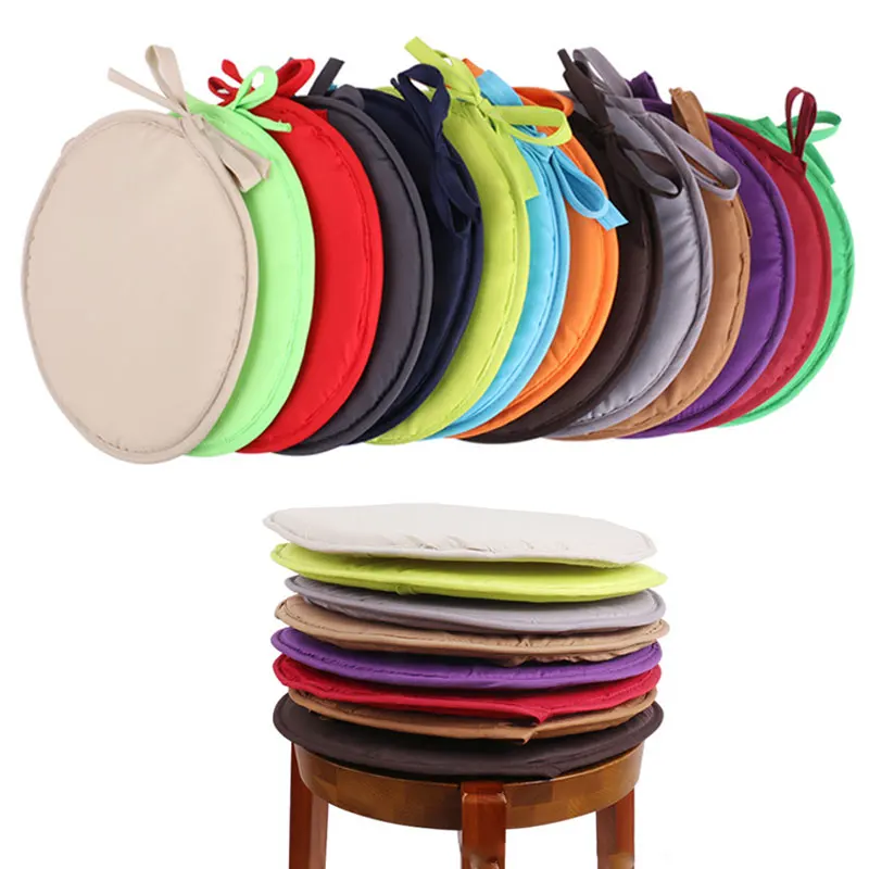 Hot Sale Round Spong Cushions  Solid Color Dining Garden Chair Pad Home Kitchen Office Chair Seat Pads Tie strap Cushion 30/38cm 3