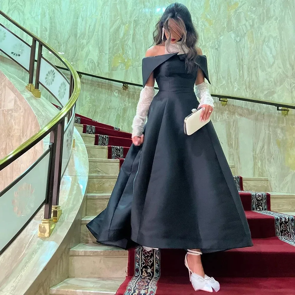 فستان سهرة أنيق من الساتان الكاكي عالي ومنخفض دبي...