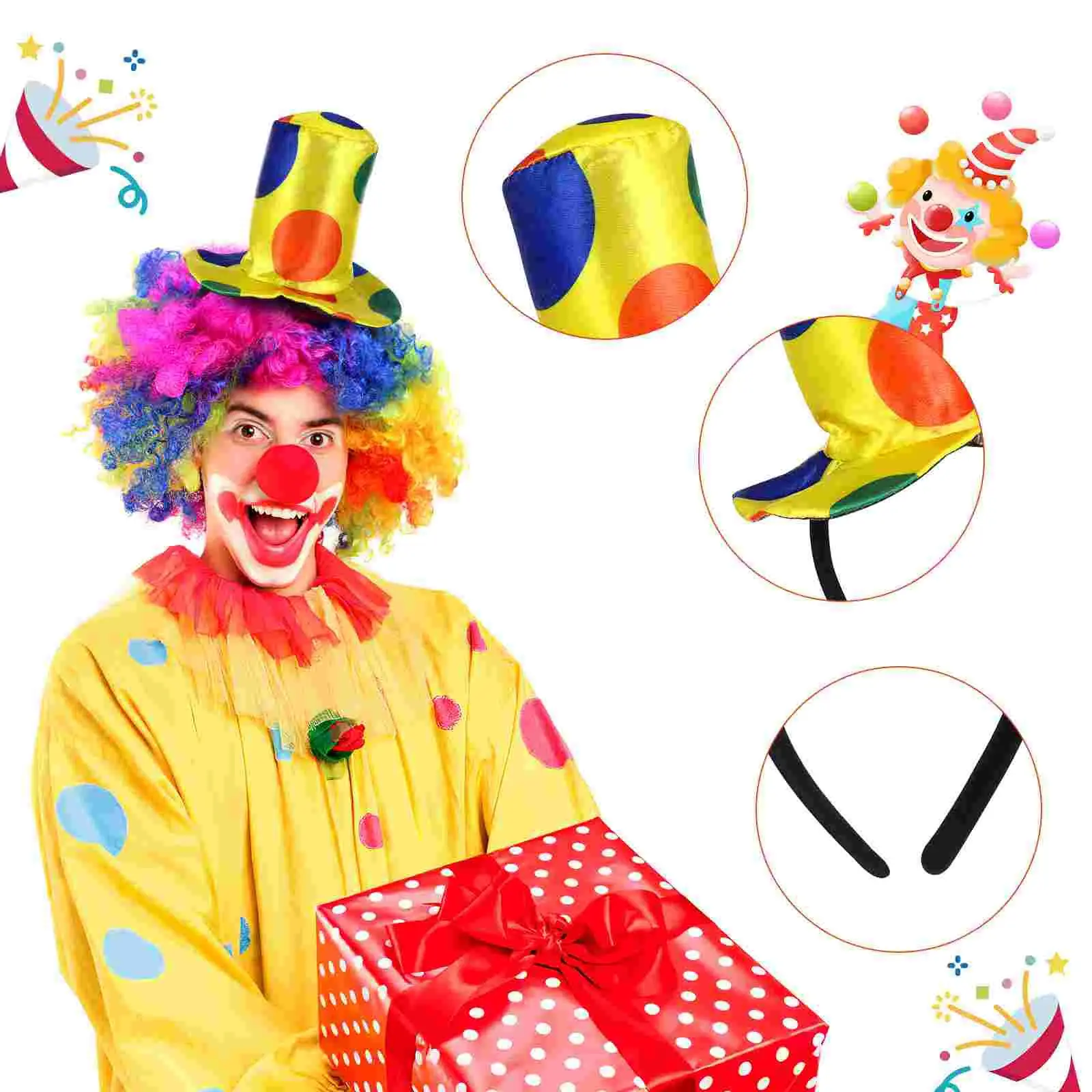 1pc Jester Headband Clown Hat Top Hat Clown Cap Carnival Party Costume Performance Props Headdress For Adults Kids