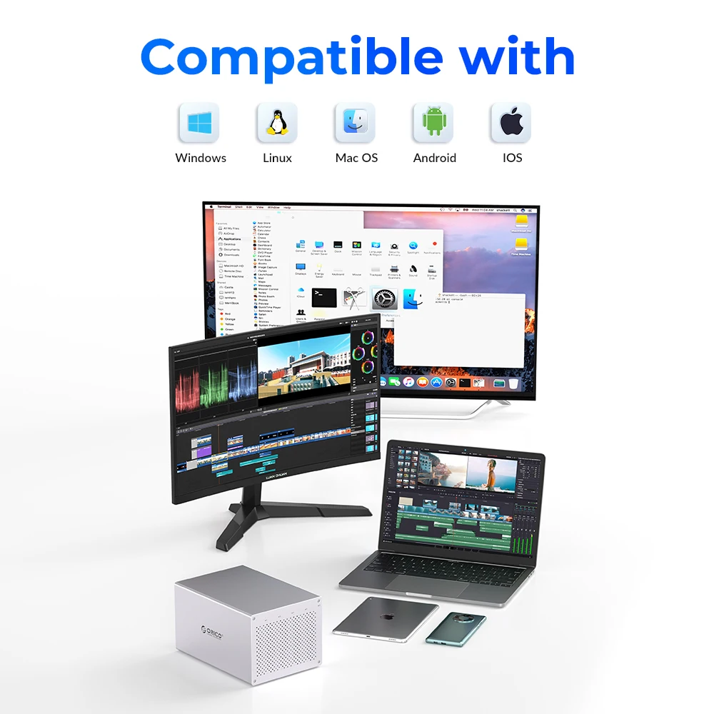 ORICO WS Series 3.5'' 80TB Max Aluminum HDD Docking Station 4/5 Bay Type B/ Type C Hard Drive Enclosure