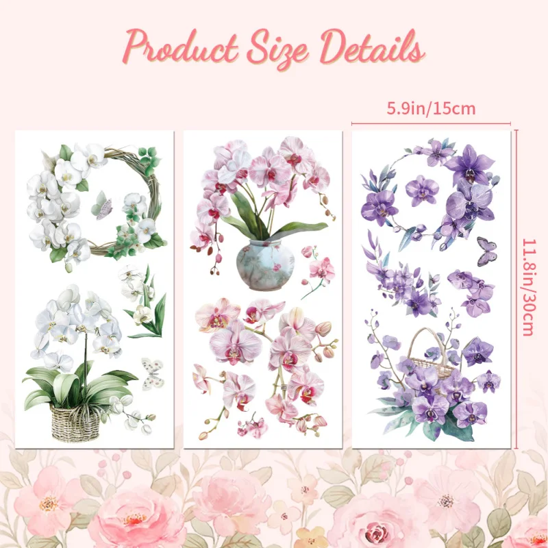 4 feuilles de Roses à frotter sur transfert fleur Vintage fer sur