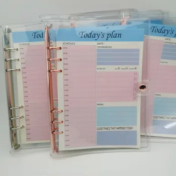 1pc Planner Agenda A5 Notebook a fogli mobili Raccoglitore Orari Piano giornaliero Lista delle cose da fare Blocco note 100 pagine Materiale scolastico per ufficio