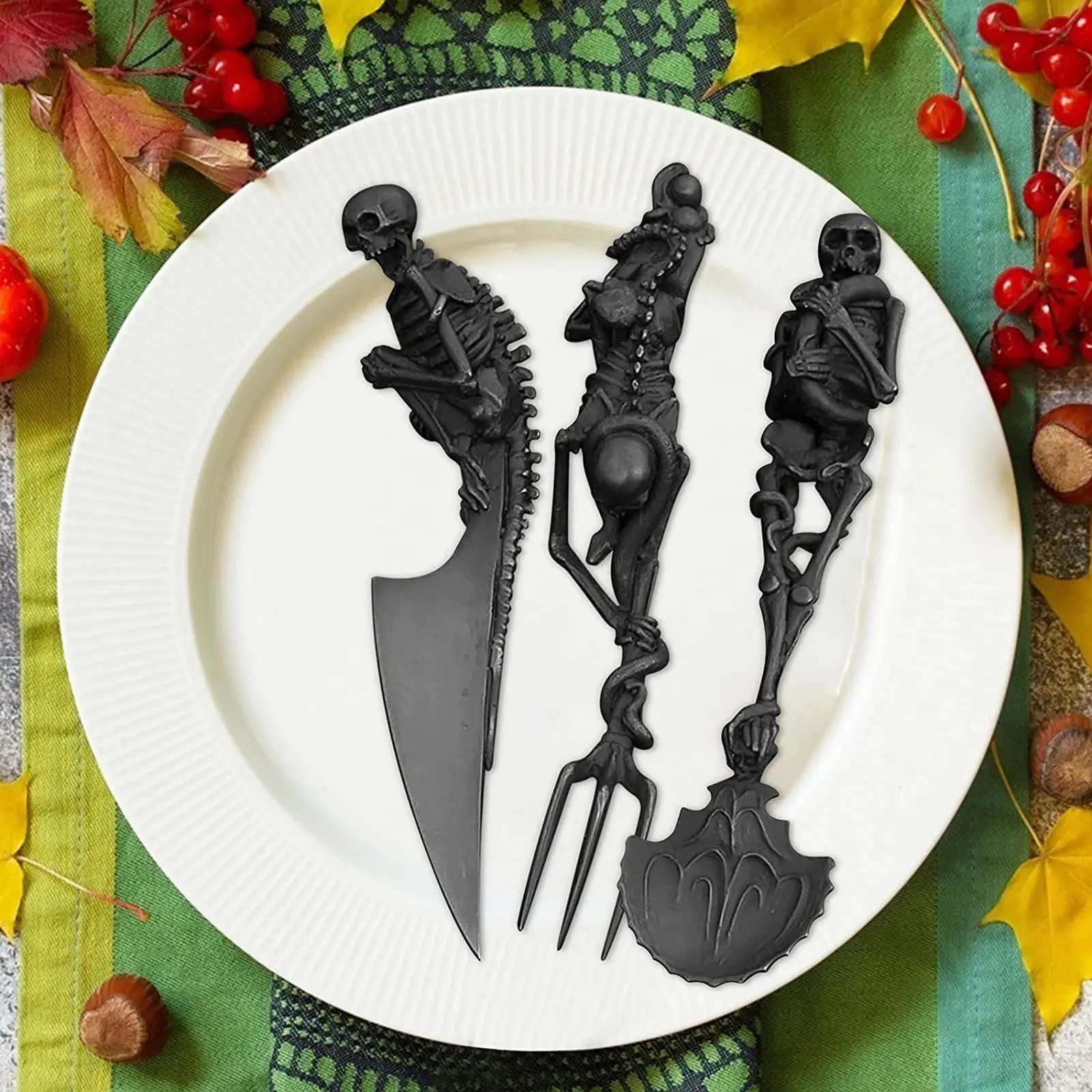 HalloweenSkeletonCutlerySetMetalFlatwareTablewareSkeletalFork