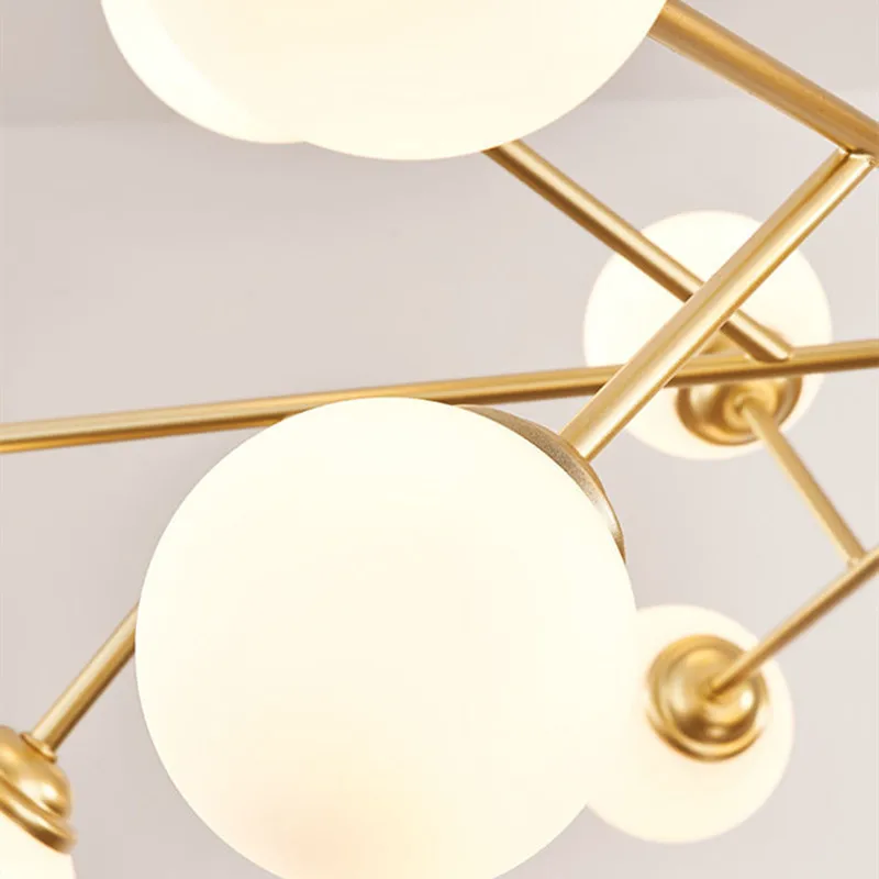 Nordic Tree Branch Led Ceiling Chandelier Glass Ball Lampshade Black Gold Bedroom Living Room Pendant Lights Lusters Fixture