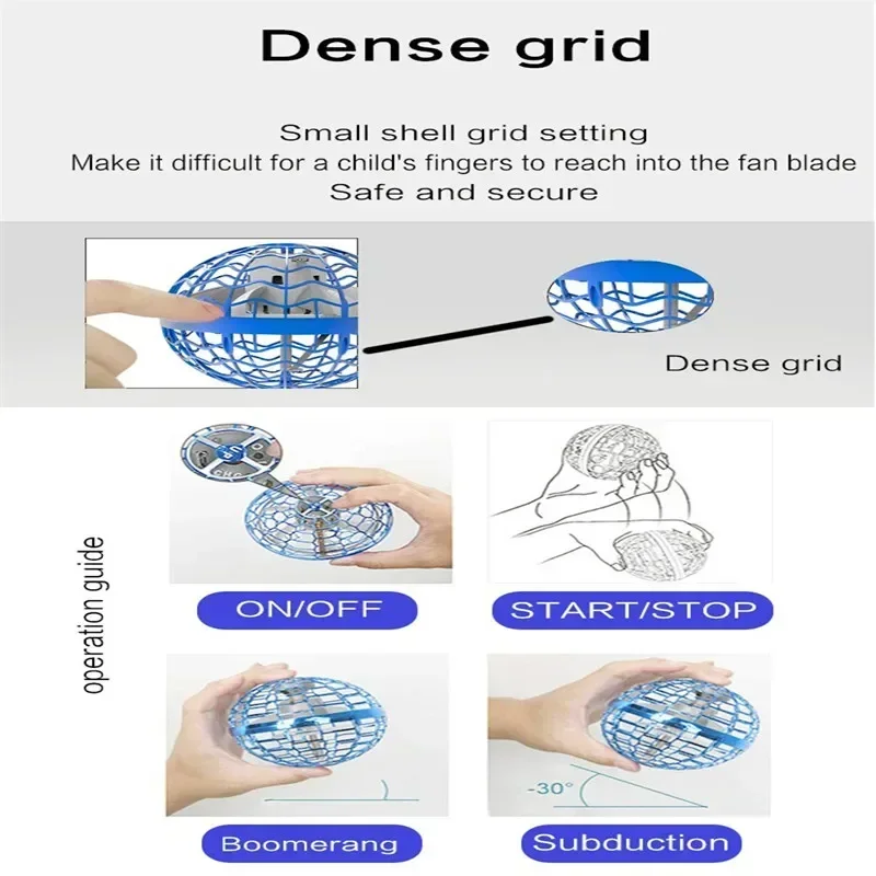 Original Whirlpool Flying Ball Rotation Automatic Return Toy Manual Drone Helicopter Hover Rotation Mini LED Light Boys and Girl 6