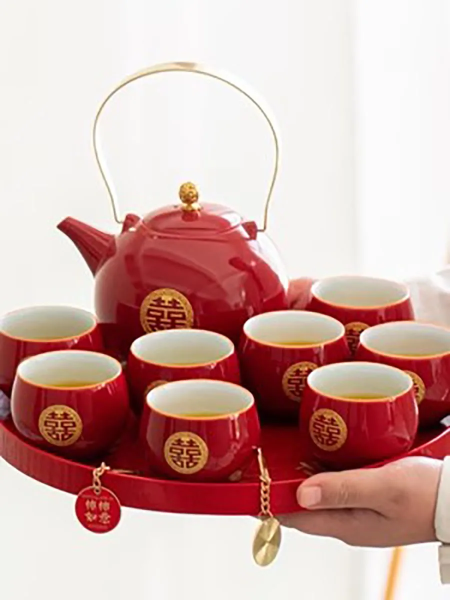 Ceramic Tea Set for Weddings, Home Teapot, Engagement and Dowry Gift, New lyweds