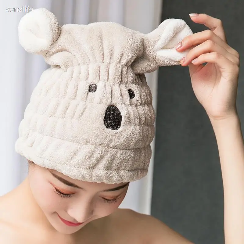 vanzlife Cartoon animals rub hair dry towel hair cap quick-drying hooded towel female lovely shower cap thicker super absorbent
