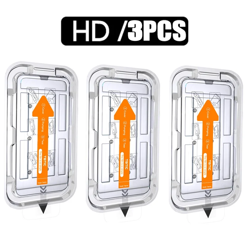 Ultra HD 8K Tempered Glass Screen Protector with Easy Install AutoDust Box (3-Pack)