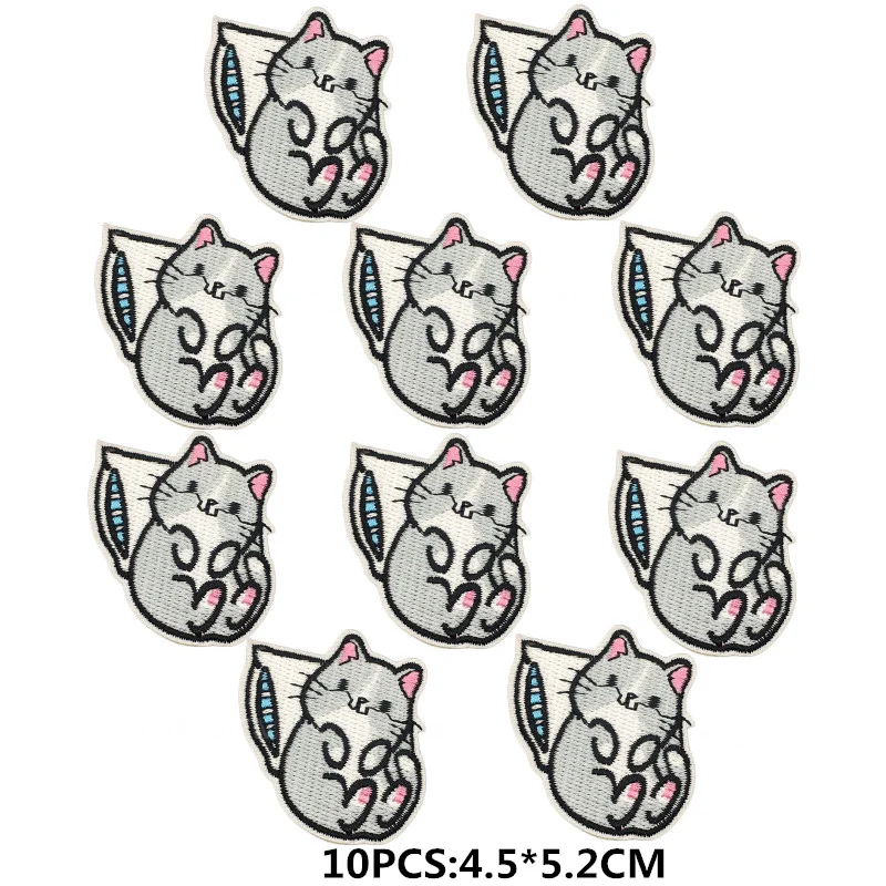 10 stücke Neue Cartoon Katze Applique Stickerei Patch Für Kleidung Tier Patch Eisen Auf Patches Auf Kleidung Nähen Aufkleber Patch – Detail 13