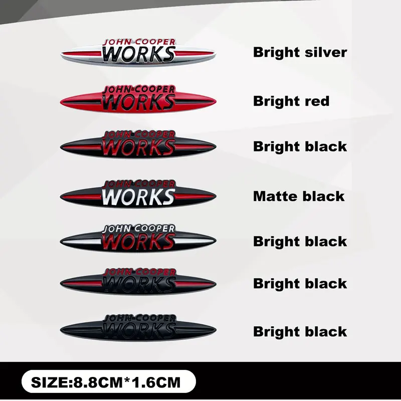 Metal Badge Car Body Decor Sticker Parts For Mini Cooper S JCW F55 F56 F60 F53 F54 R55 R56 R60 R61 R58 F57 John Cooper Works