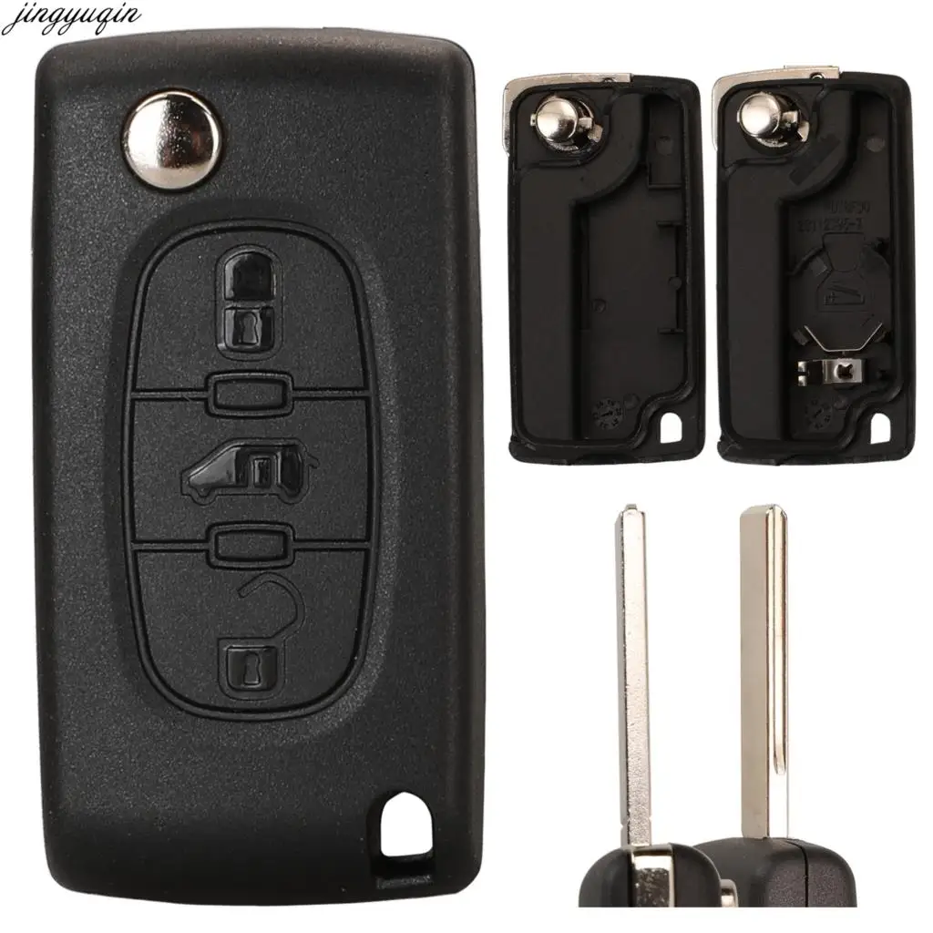 Jingyuqin Remote Car Key Case Shell For Peugeot e-Expert Partner Citroen Berlingo Fiat Scudo 3 Buttons Housing Fob Replacement key case car key shell key shell