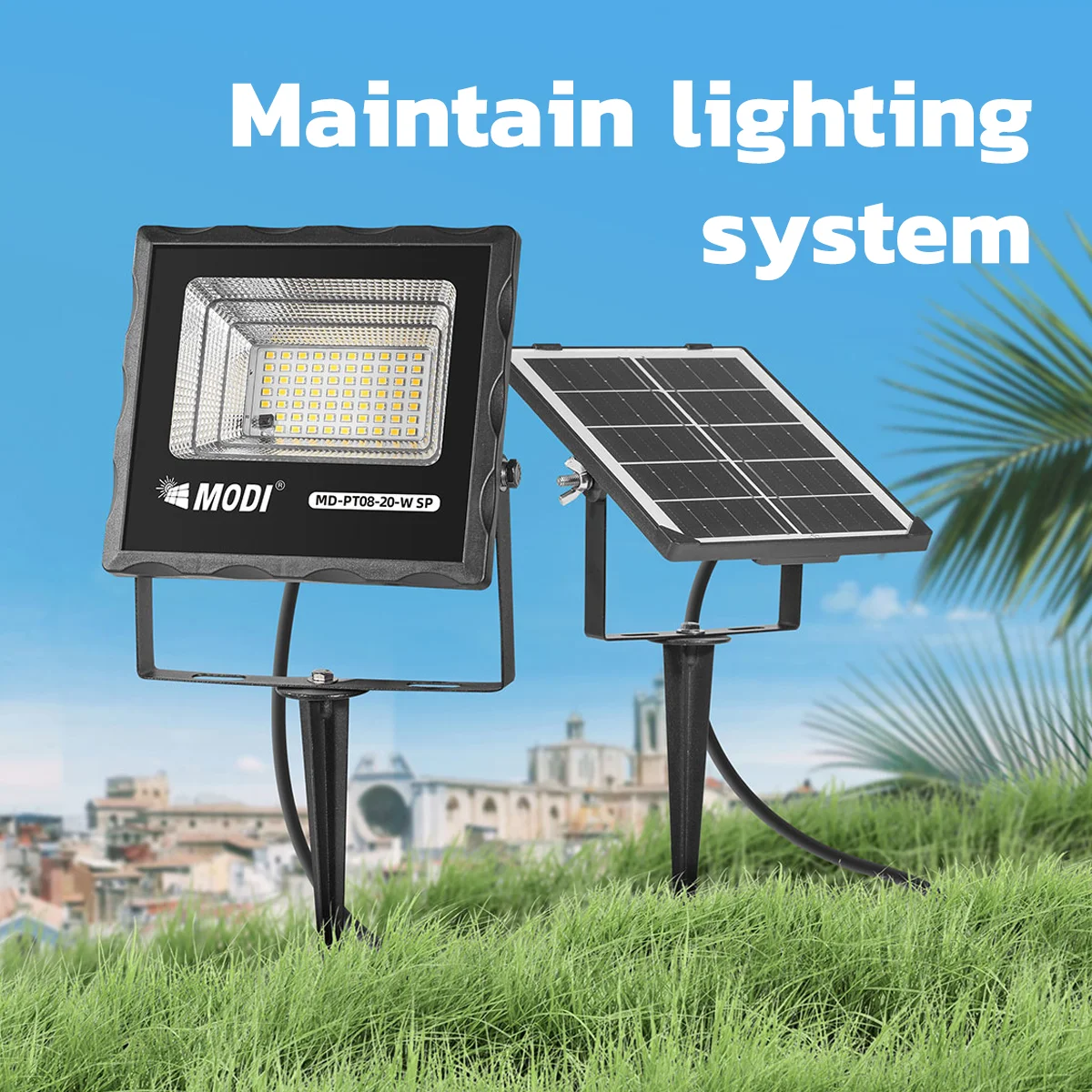 MODI 20W solar spotlight (200lm) yellow light waterproof IP65 solar ...