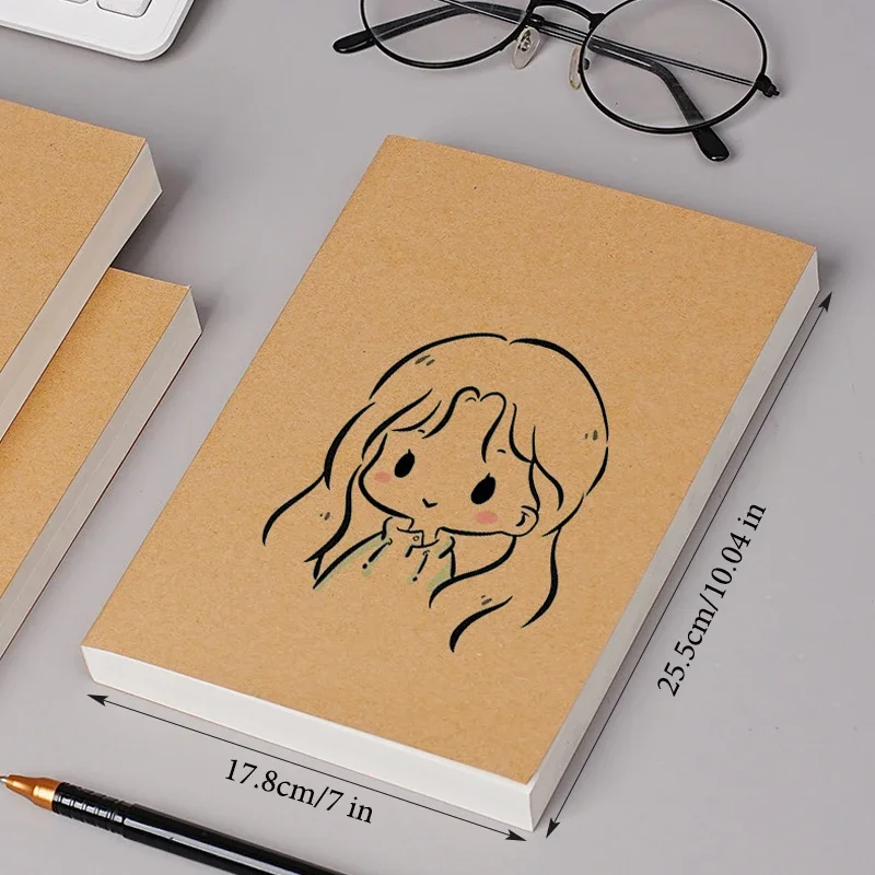 

Inner Thickened And Sheets/book,blank 200 Pages Kraft Paper Office 100 Notebook, Learning Cover, Diary