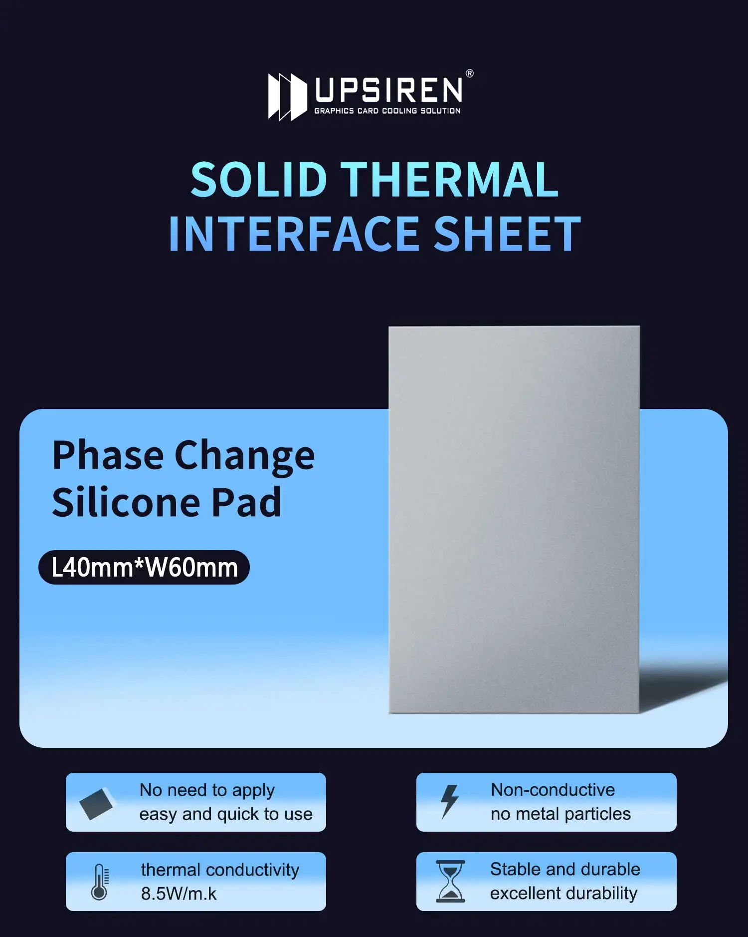 Phase Change Silicone Pad Ultra-high thermal conductivity phase change material