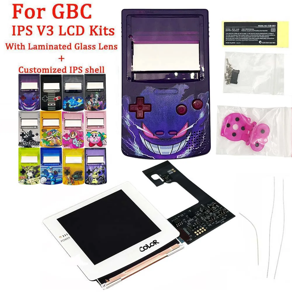 

2.6Inch White Pre-Lamination IPS V3 LCD Screen With Custom Shell For GameBoy Color GBC With Game Console Accessories