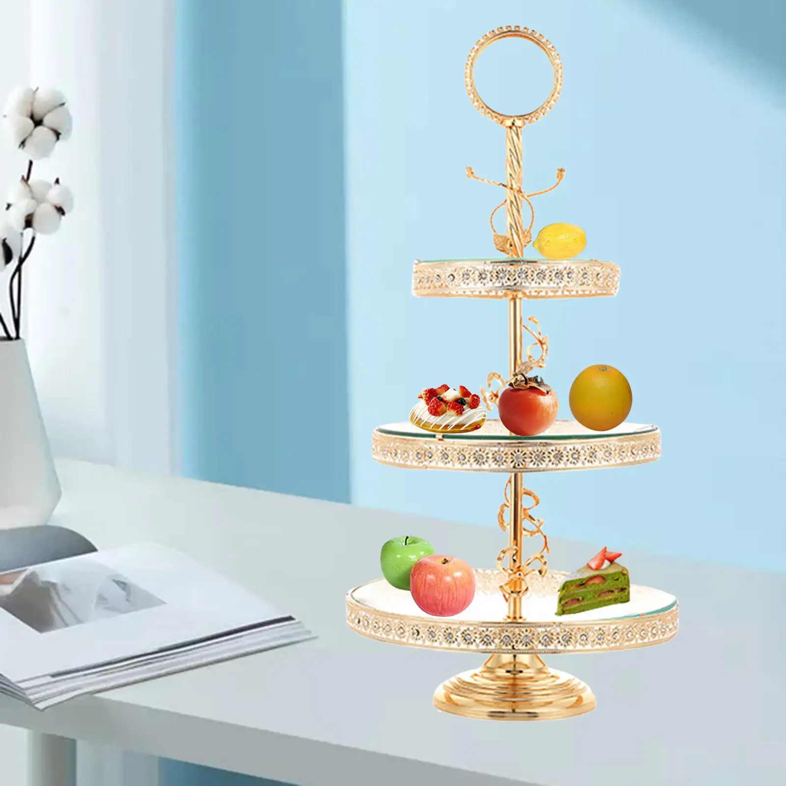 Storage Tray Dessert Tower 3 Layer Organizer Fruit Plate Serving Self-Help Cake Stand for Home Gift Decoration Snack Party