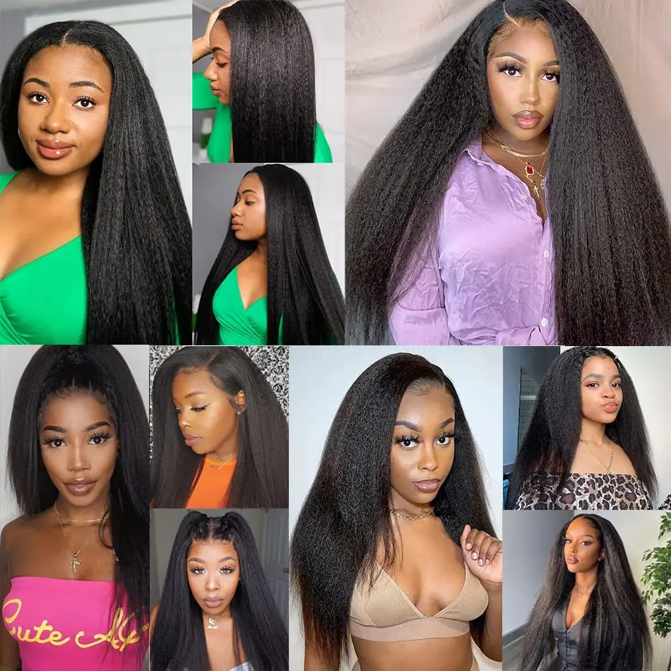 Brazilian Virgin Kinky Straight HD Lace Closure Unprocessed Yaki Straight Human Hair 4X4 Transparent Lace Closure