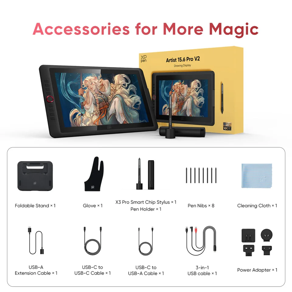 XPPen 15.6 inch Artist 15.6 Pro V2 Graphic Tablet Digital Drawing