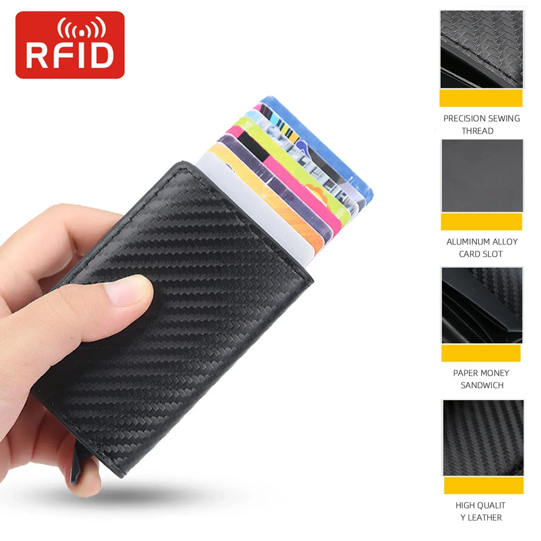 Carbon Fiber Credit Card Holder Smart Rfid Minimalist Wallet Case Money Clip for Men Women Slim Cardholder Bank Creditcard Case credit card holder carbon fiber wallet metal money clip