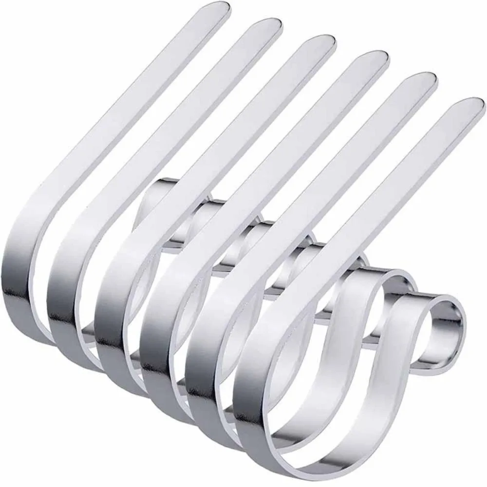 New Clip Christmas Stocking Holders Metal Safety Christmas Stocking Hangers Set Decoration Mantel Hangers