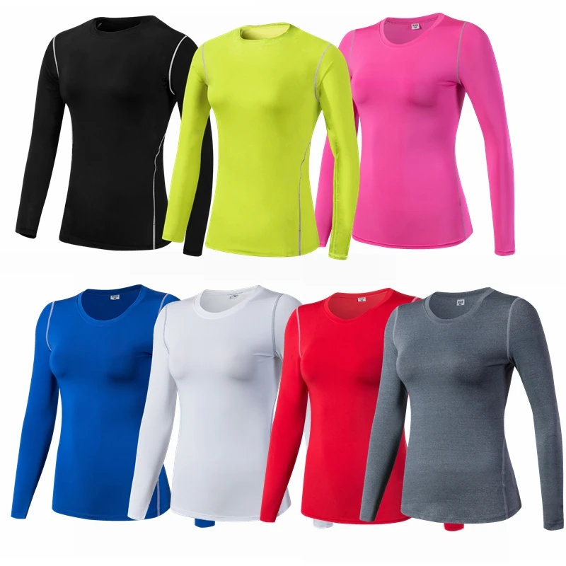 Base Layer Fitness Sport Shirt Quick Dry Women long Sleeves Top Gym jogging lady T-shirt Train Workout Clothing White Yoga Shirt
