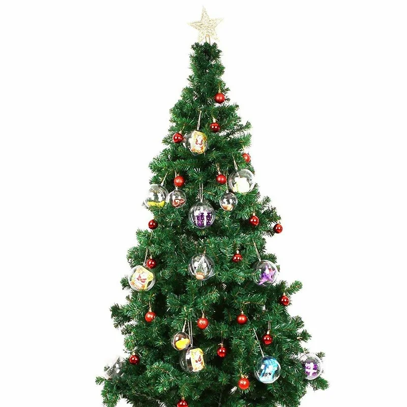 10 Pcs Christmas Transparent Ball Plastic Fillable Bauble Xmas Tree Hanging Ornaments Decoration for Home Wedding Party Gift Box