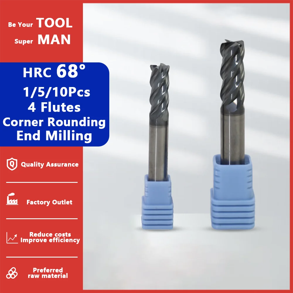 4FlutesHRC68CornerRoundingEndMillRBullnoseCNCTungstenCarbide