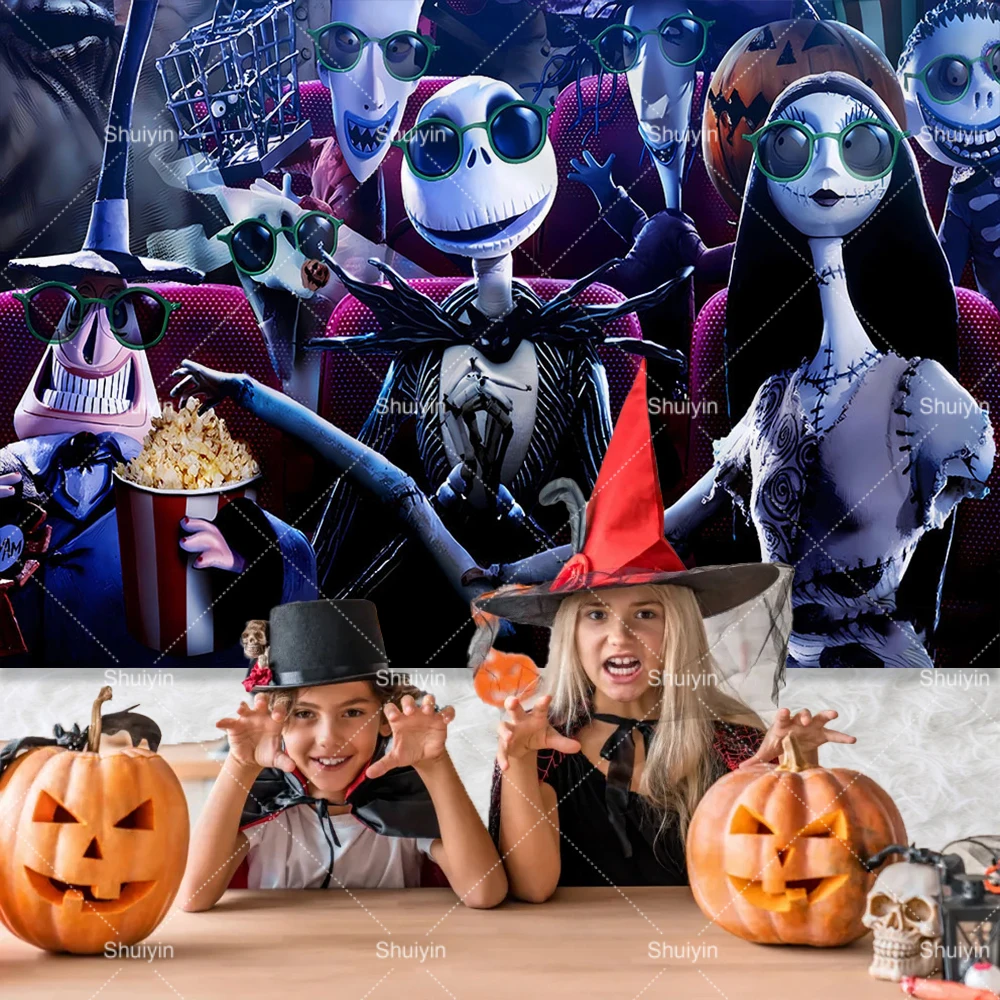 Fondo de decoración para fiesta de Halloween de Jack Skellington, calabaza  de terror, pesadilla antes de Navidad, fondos de fotografía para niños -  AliExpress, image size:1000x1000