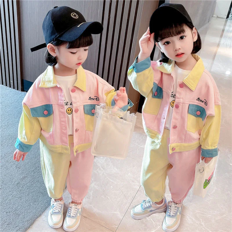 

Girls Suit Coat+Pants Cotton 2Pcs/Sets 2023 Cardigan Spring Autumn Outfits Sports Sets Kid Tracksuit Uniforms Children Clothing