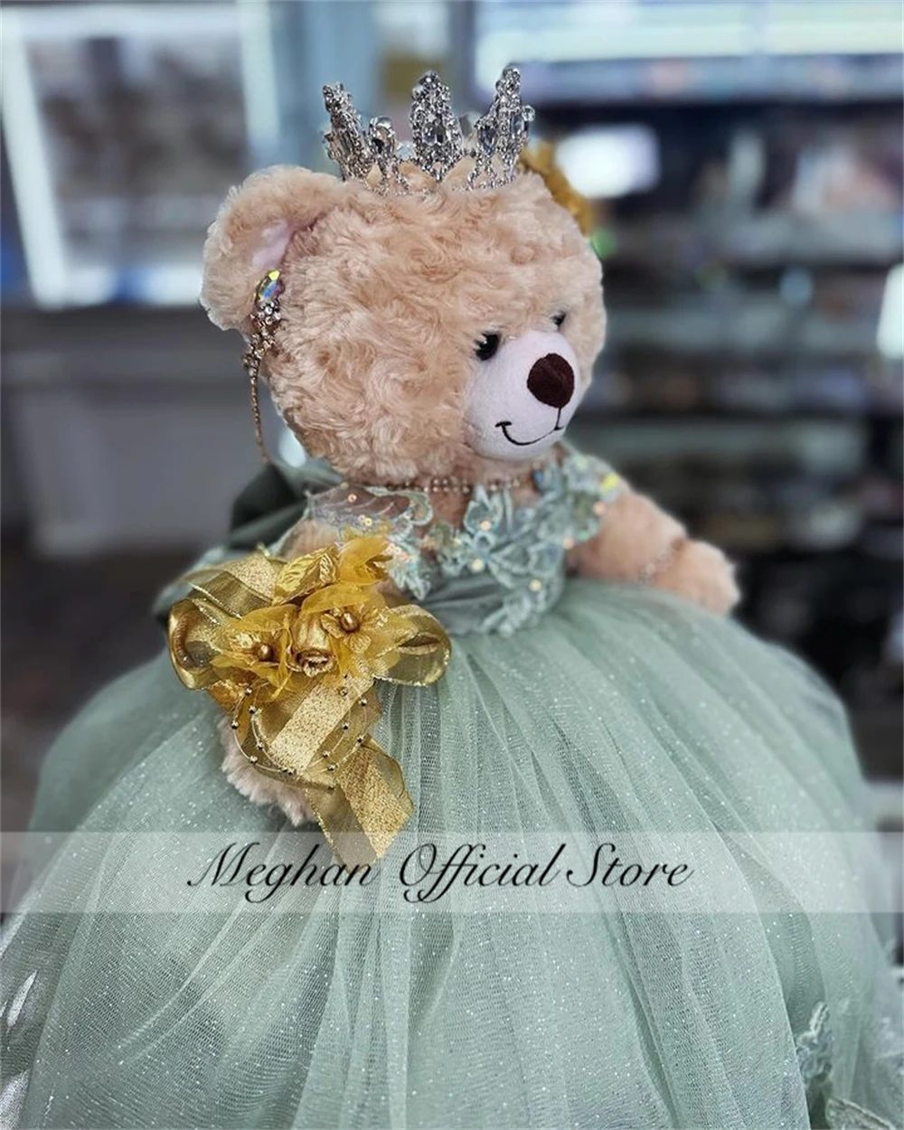 Off The Shoulder Link For Personalized Quinceanera Teddy Bear Dress Exquisite Tiered Appliques Customized Green