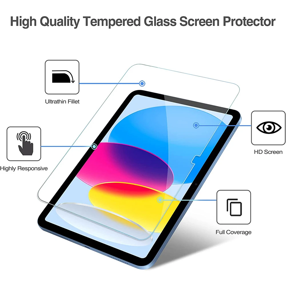 Tempered Glass Screen Protector Film For iPad A16 Pro 13 M5 M4 12.9 10 9 9th 10th Generation Air 11 M2 M3 5 4 Mini 6 7