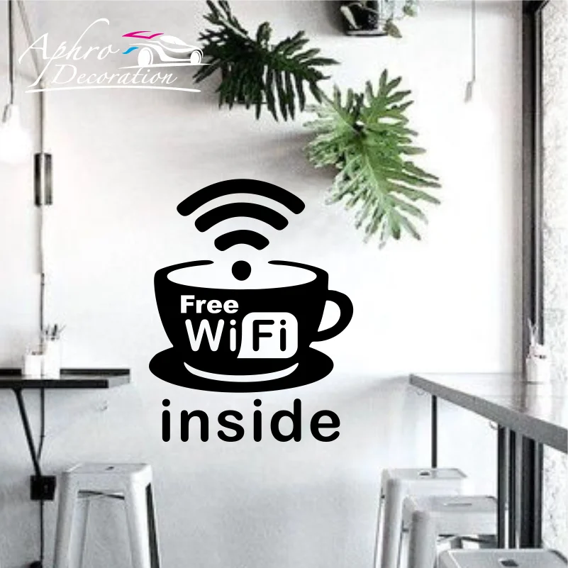 

Coffee Shop WiFi Cup Sticker Decal Cafe Poster Vinyl Art Wall Decals Pegatina Decor Mural Coffee Sticker