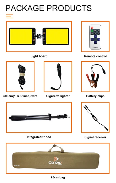  CONPEX 25000lm LED Telescopic Camping Lights Portable